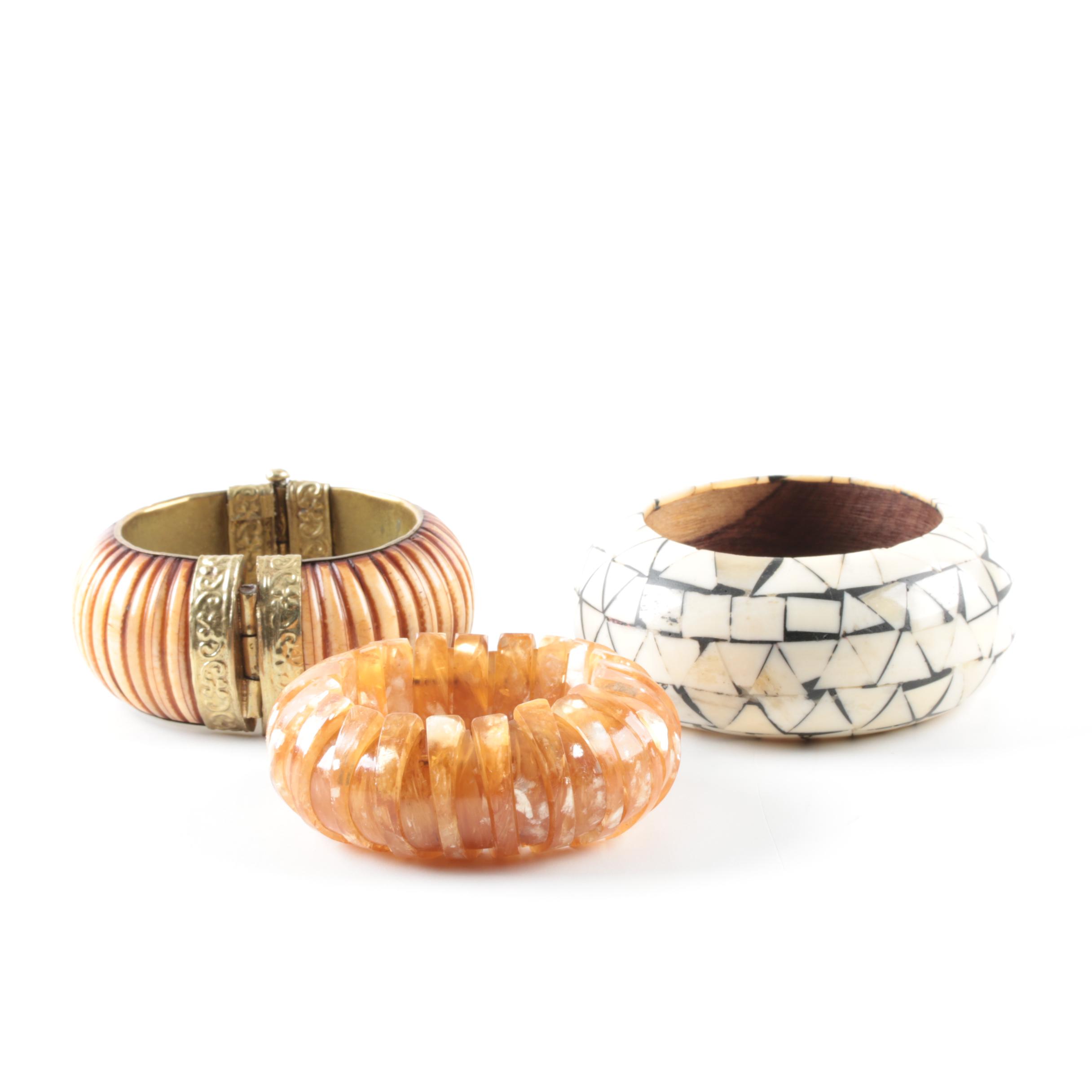 Selection of Bone and Resin Bracelets