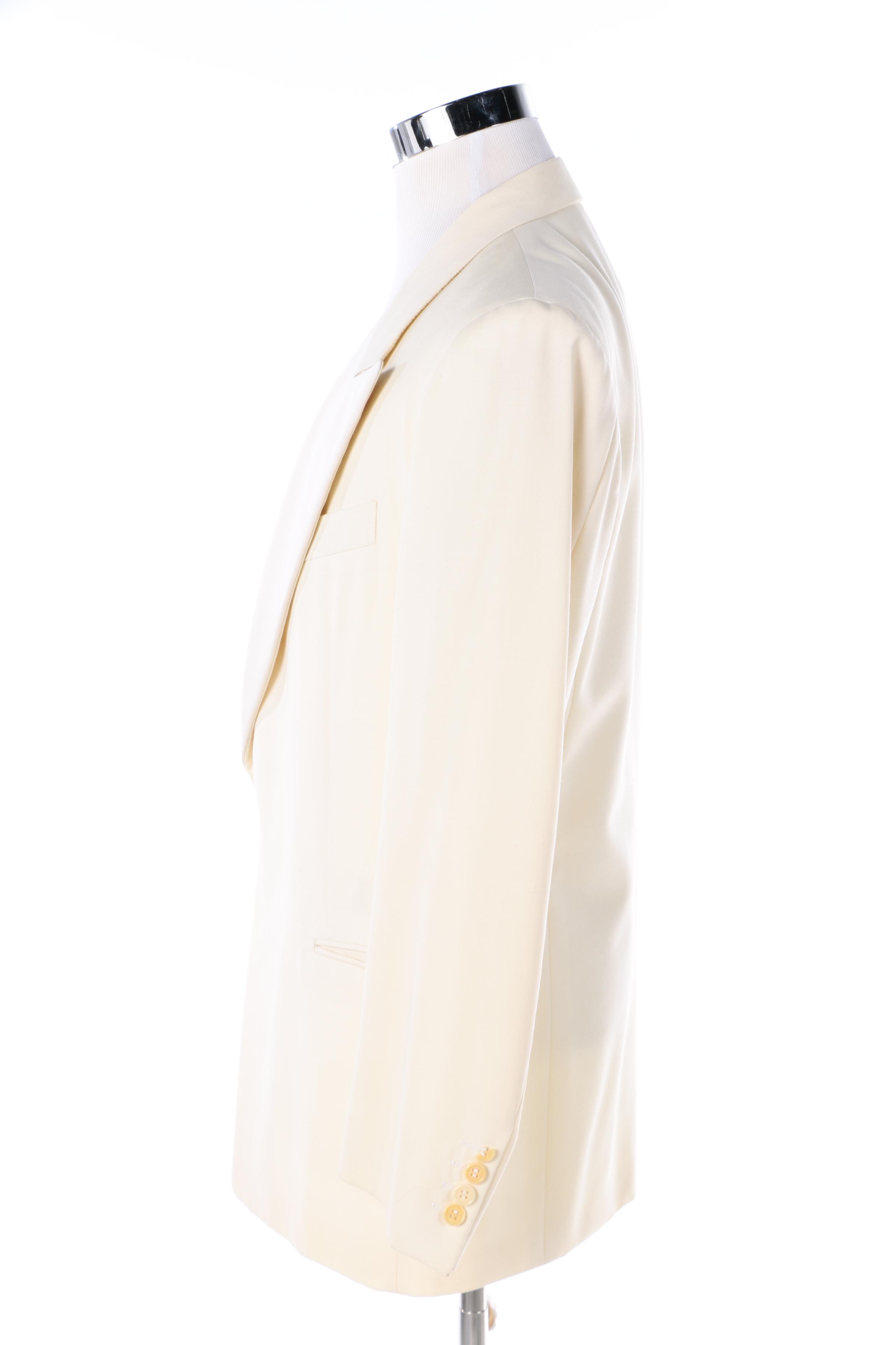 Men's Bill Kaiserman by Forall Cream Wool Tuxedo Jacket