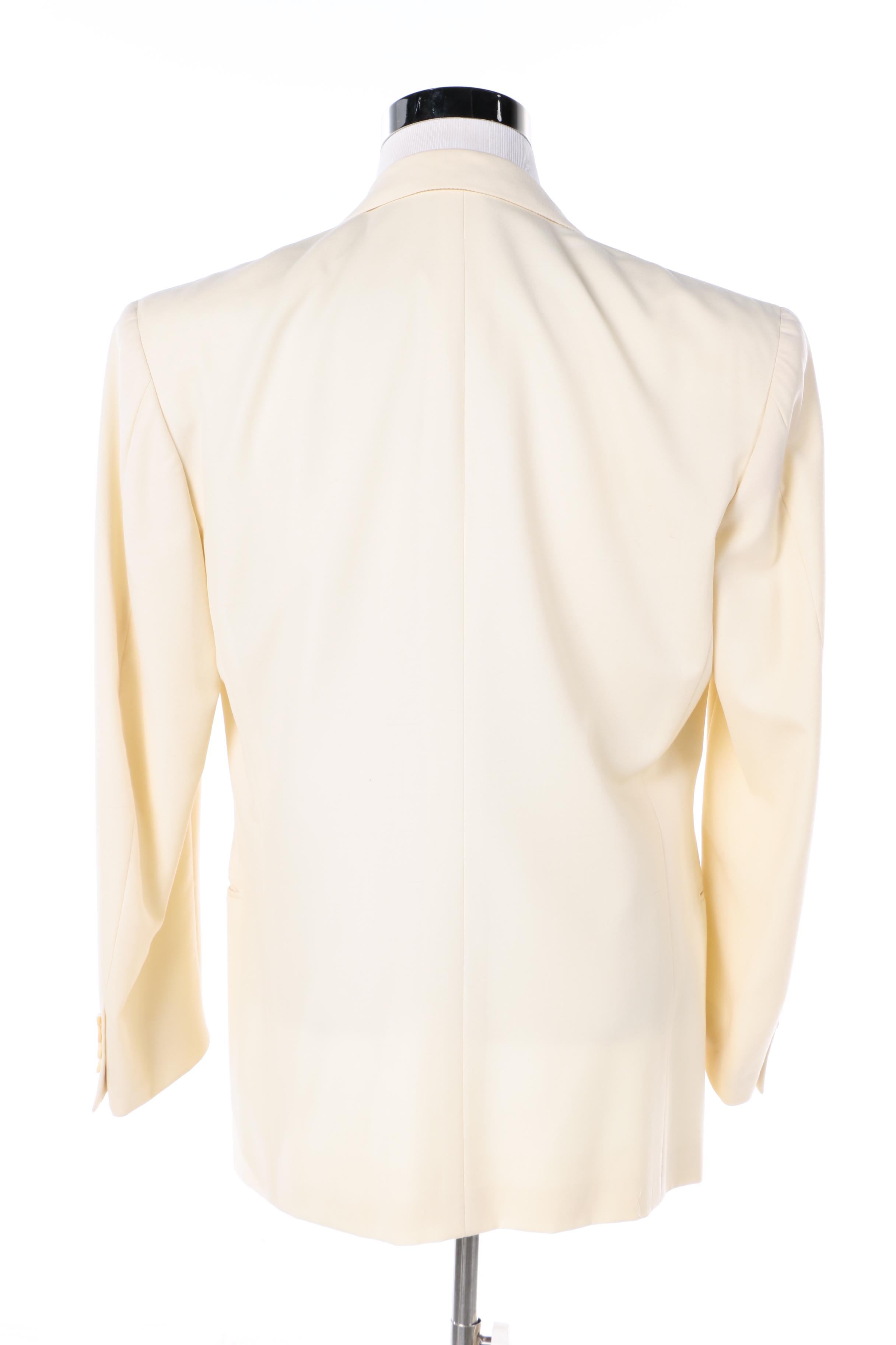 Men's Bill Kaiserman by Forall Cream Wool Tuxedo Jacket
