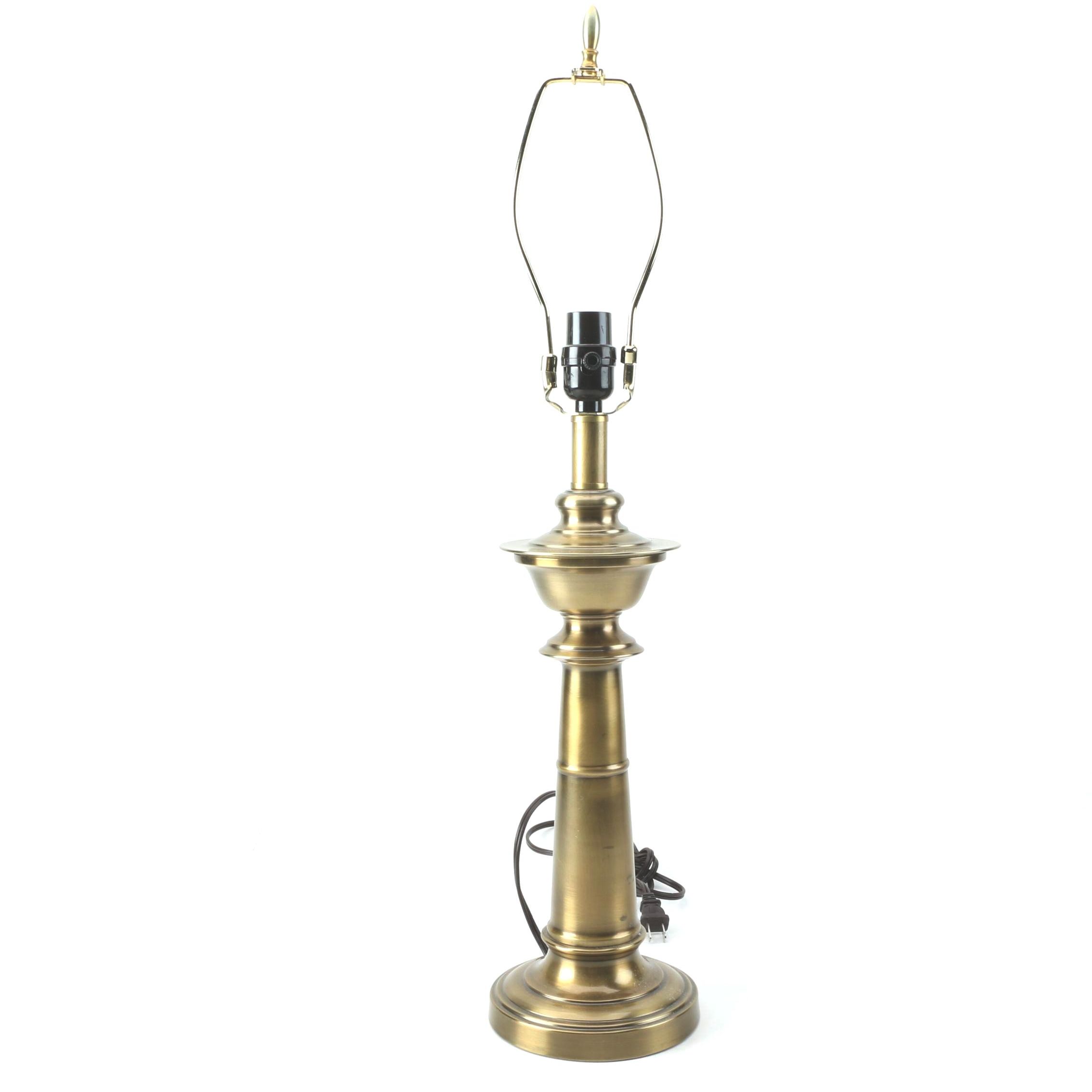 Brass Patina Candlestick Table Lamp