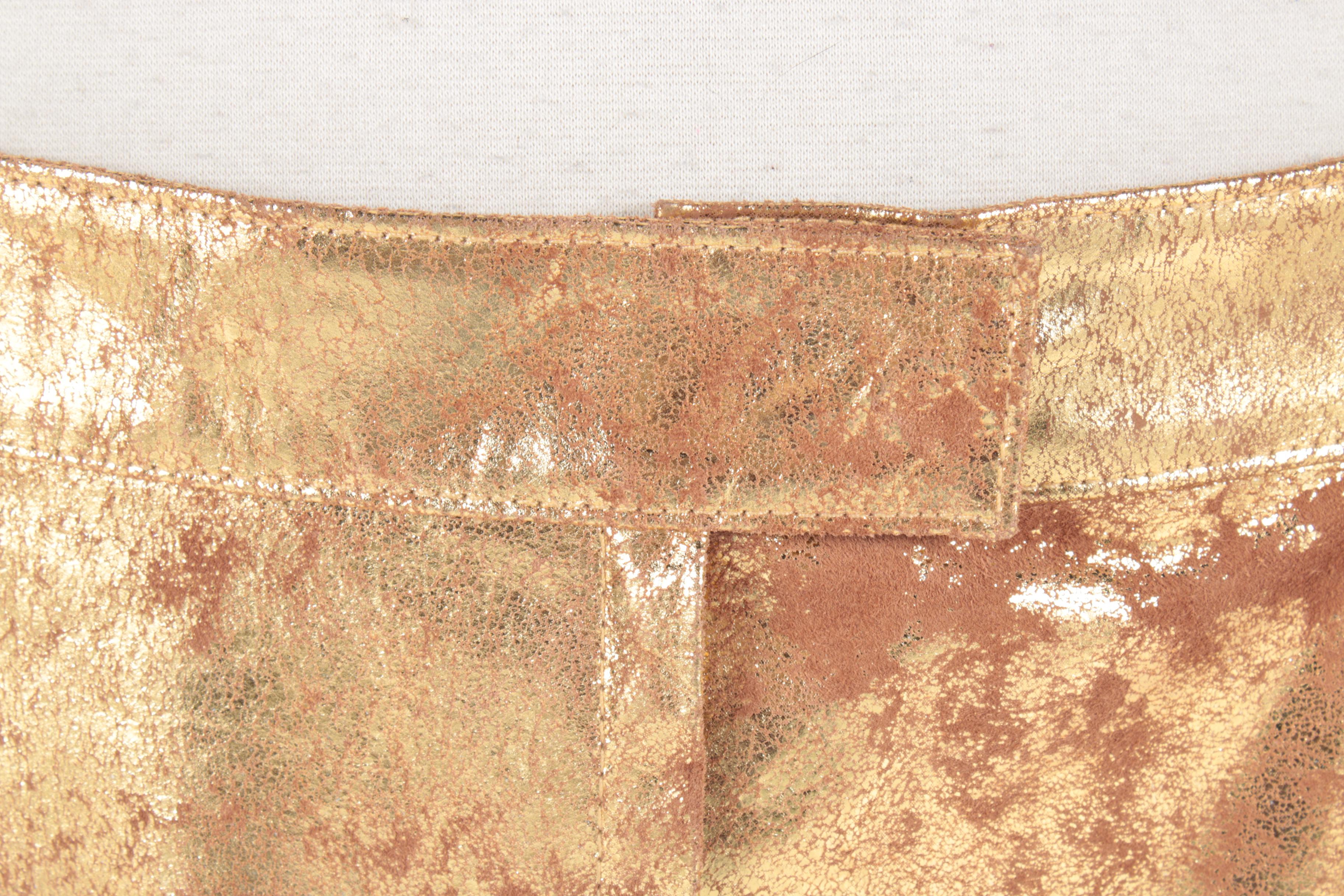 Tory Burch Golden Metallic Leather Pencil Skirt