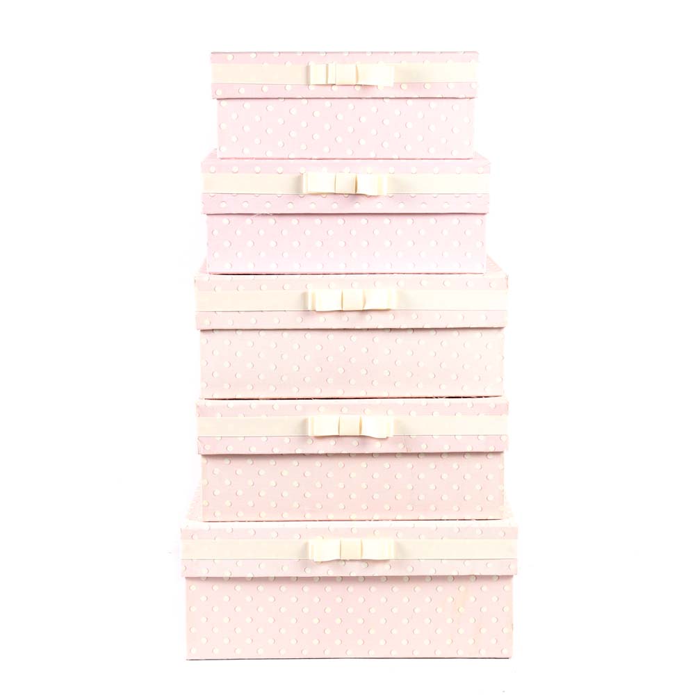 Pink and White Decorative Storage Boxes