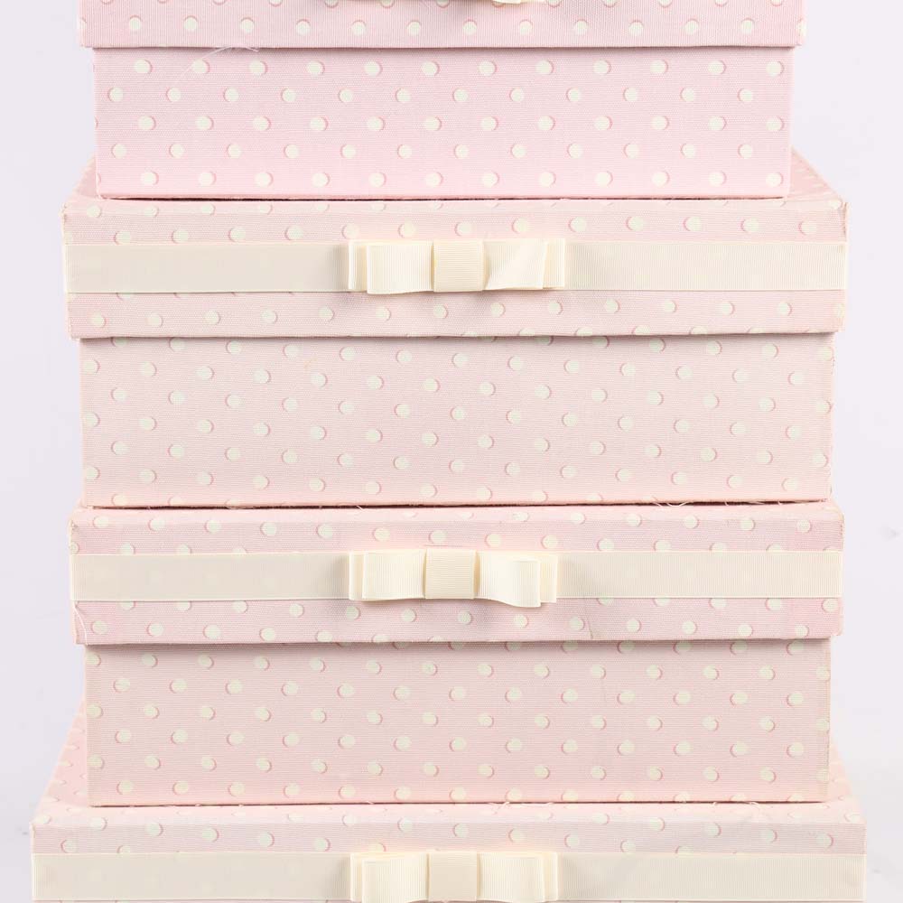 Pink and White Decorative Storage Boxes