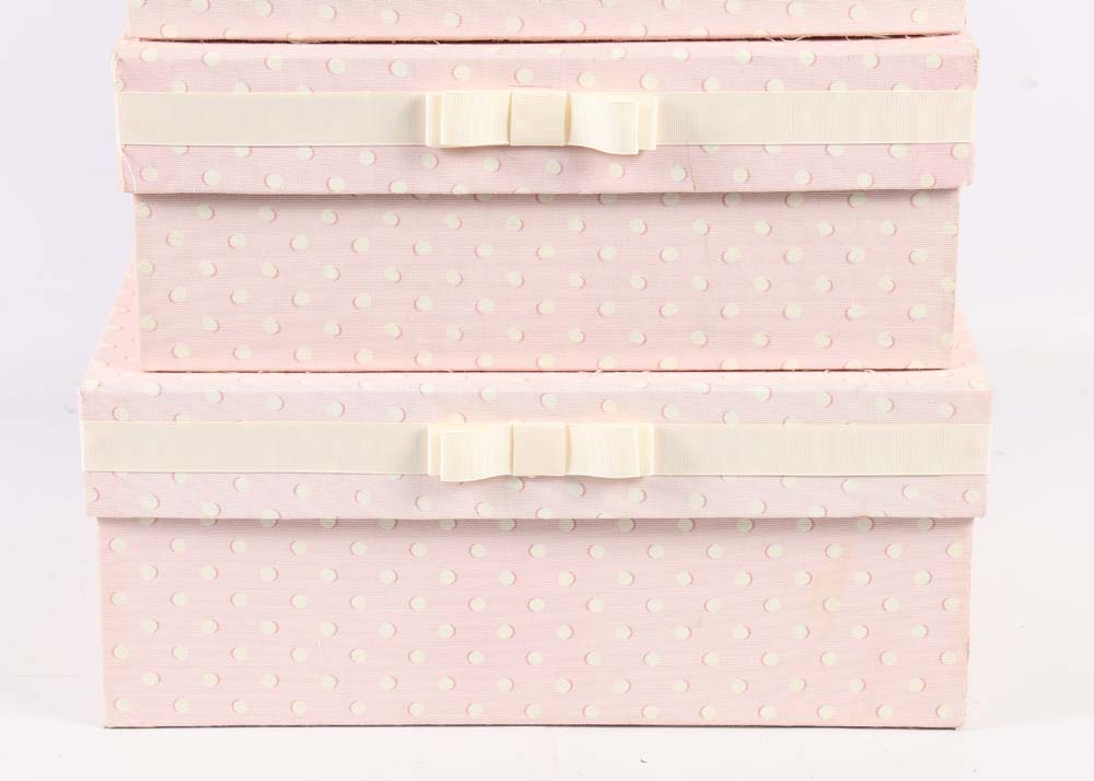 Pink and White Decorative Storage Boxes