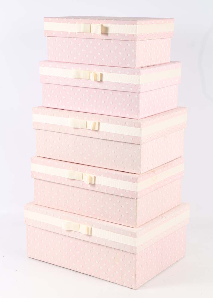 Pink and White Decorative Storage Boxes