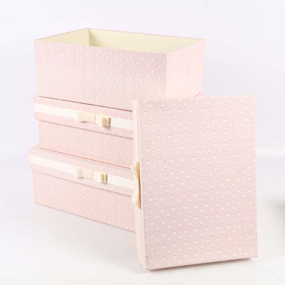 Pink and White Decorative Storage Boxes