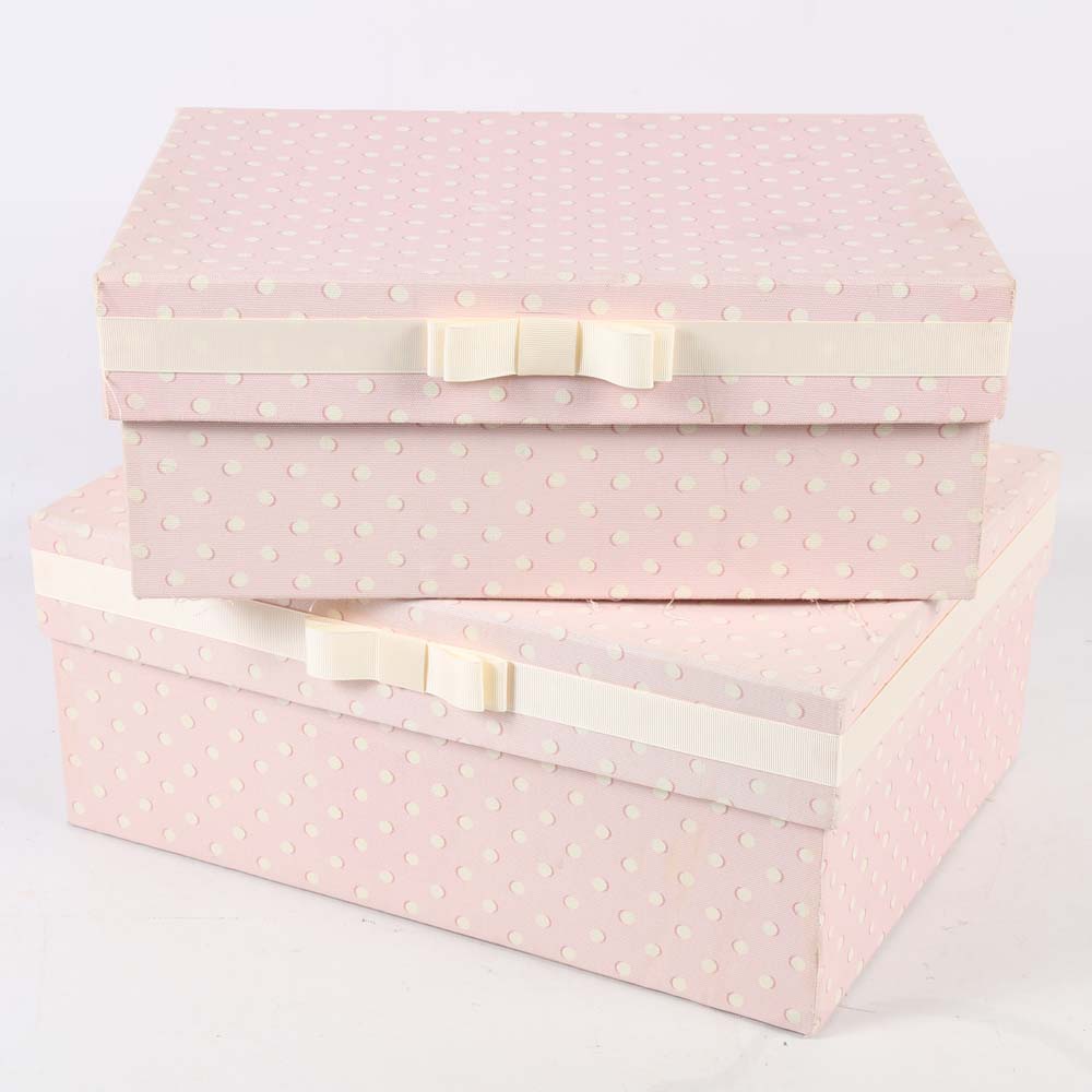 Pink and White Decorative Storage Boxes