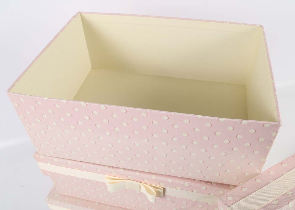 Pink and White Decorative Storage Boxes