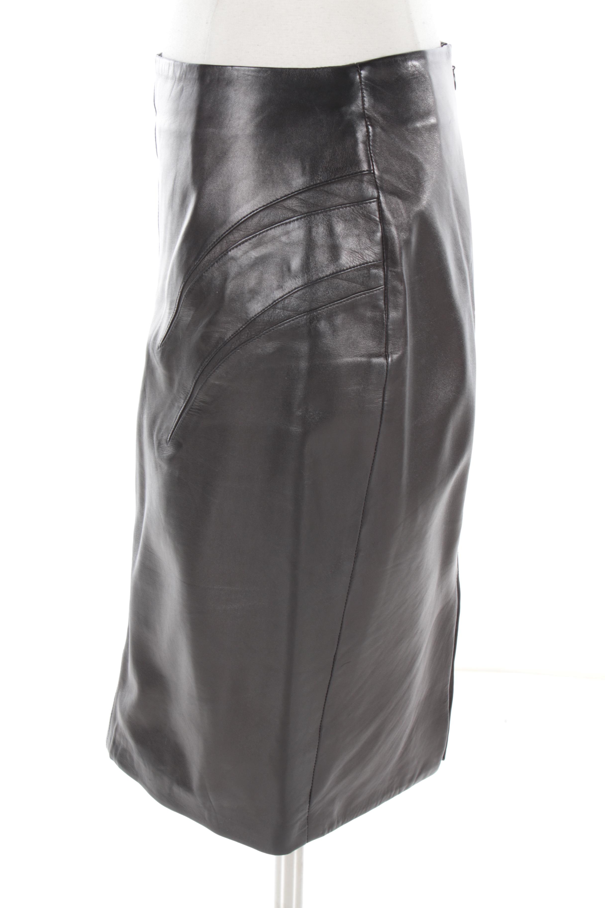 1980s Vintage Gianni Versace Lambskin Leather Pencil Skirt