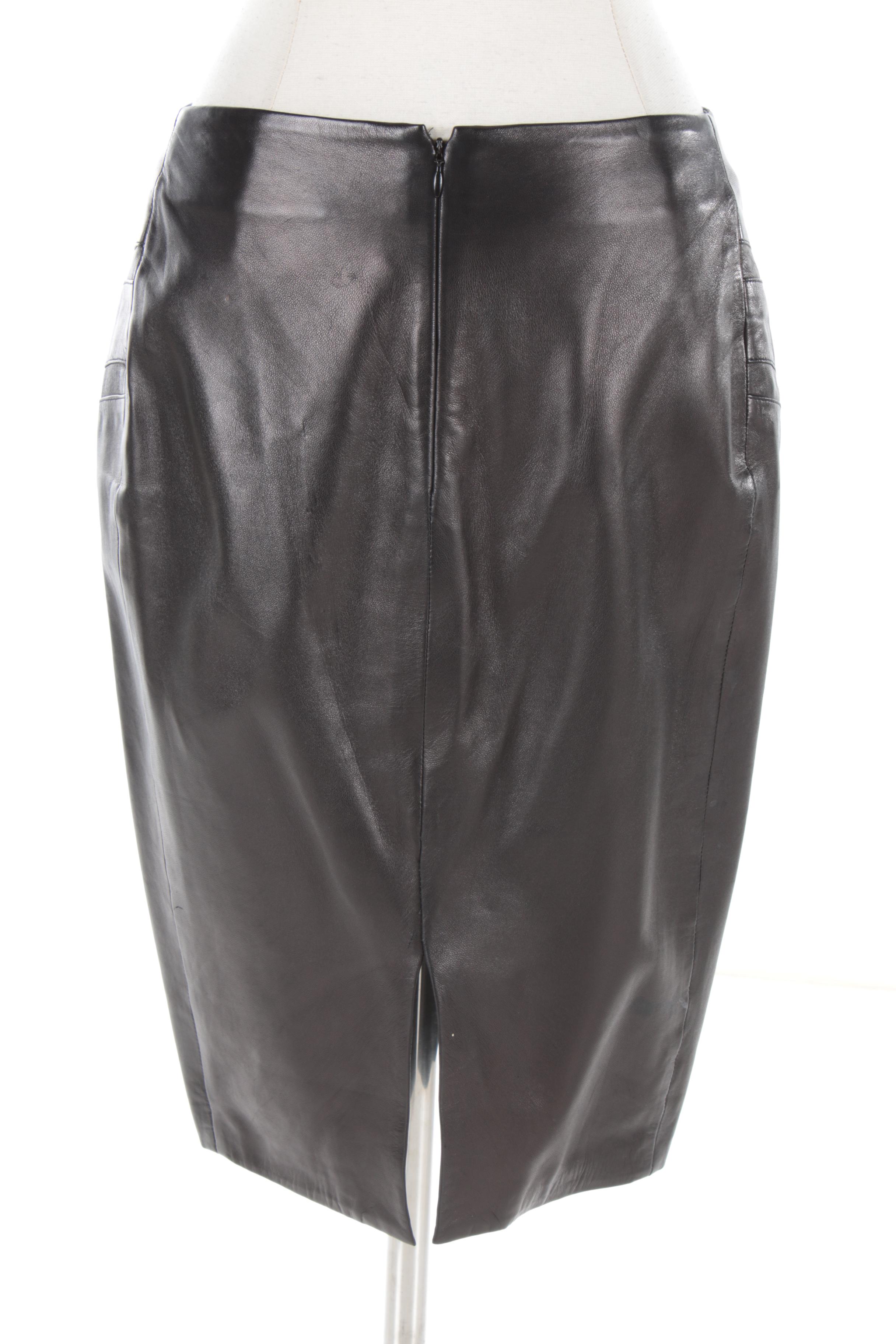 1980s Vintage Gianni Versace Lambskin Leather Pencil Skirt