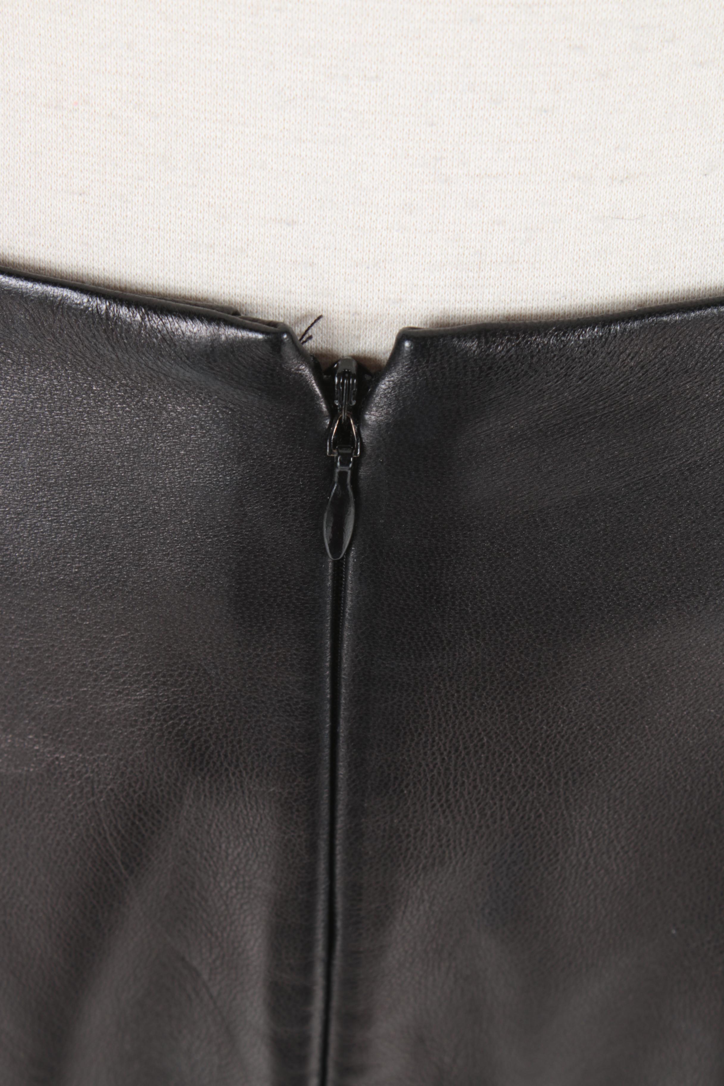 1980s Vintage Gianni Versace Lambskin Leather Pencil Skirt