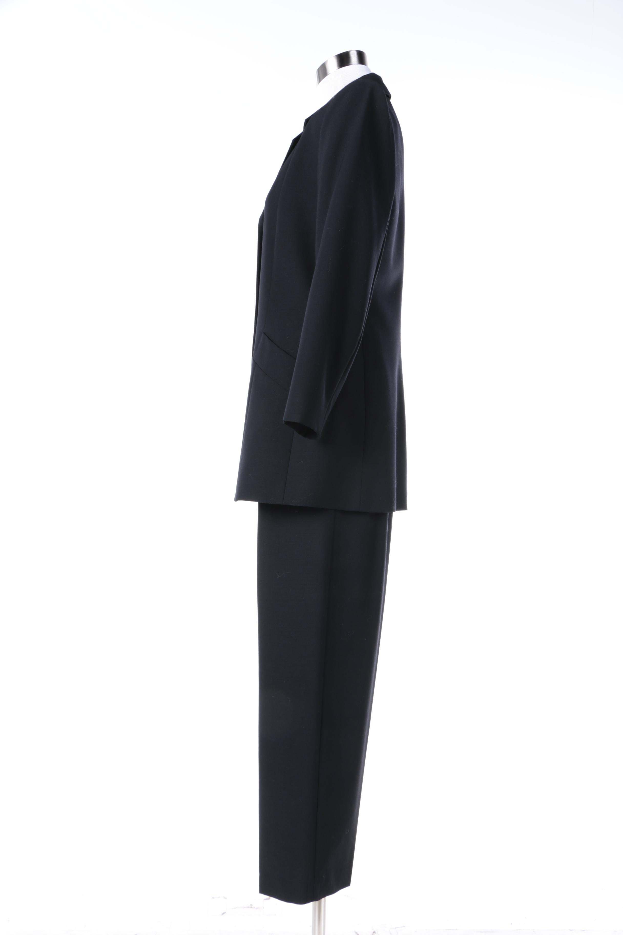 Women's Yves Saint Laurent Variation Black Wool Pantsuit, Made in France