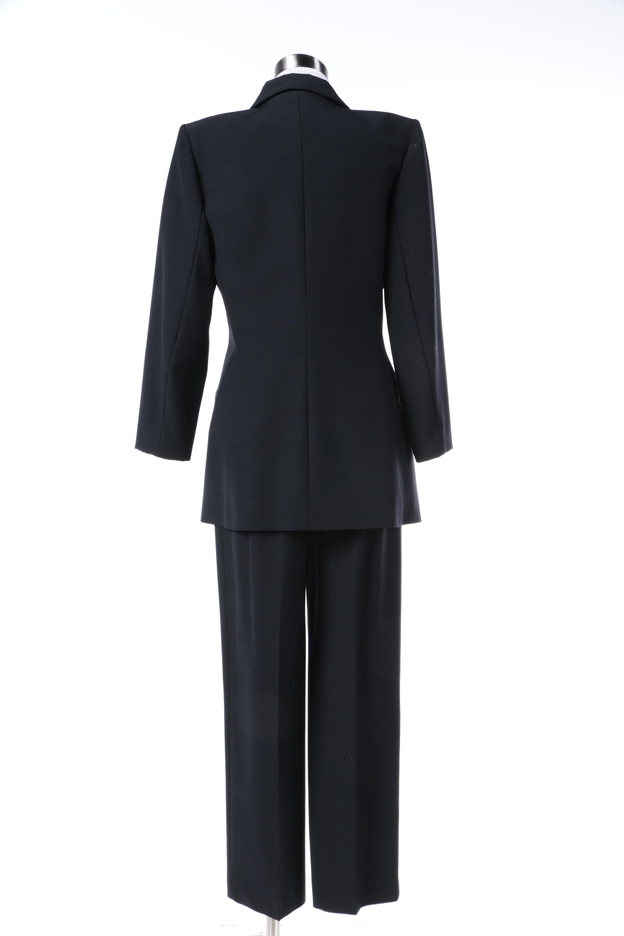 Women's Yves Saint Laurent Variation Black Wool Pantsuit, Made in France