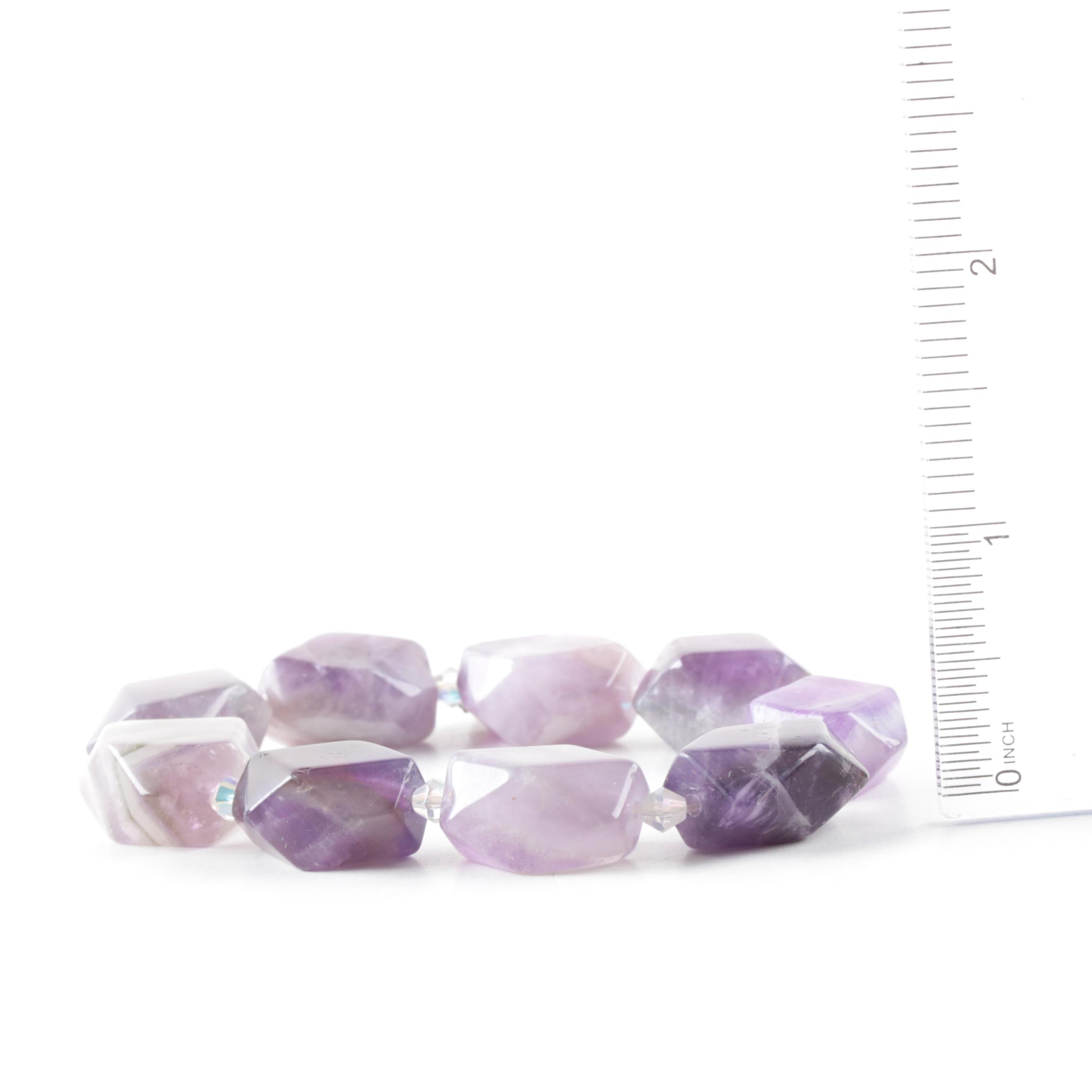 Selection of Amethyst and Glass Bracelets