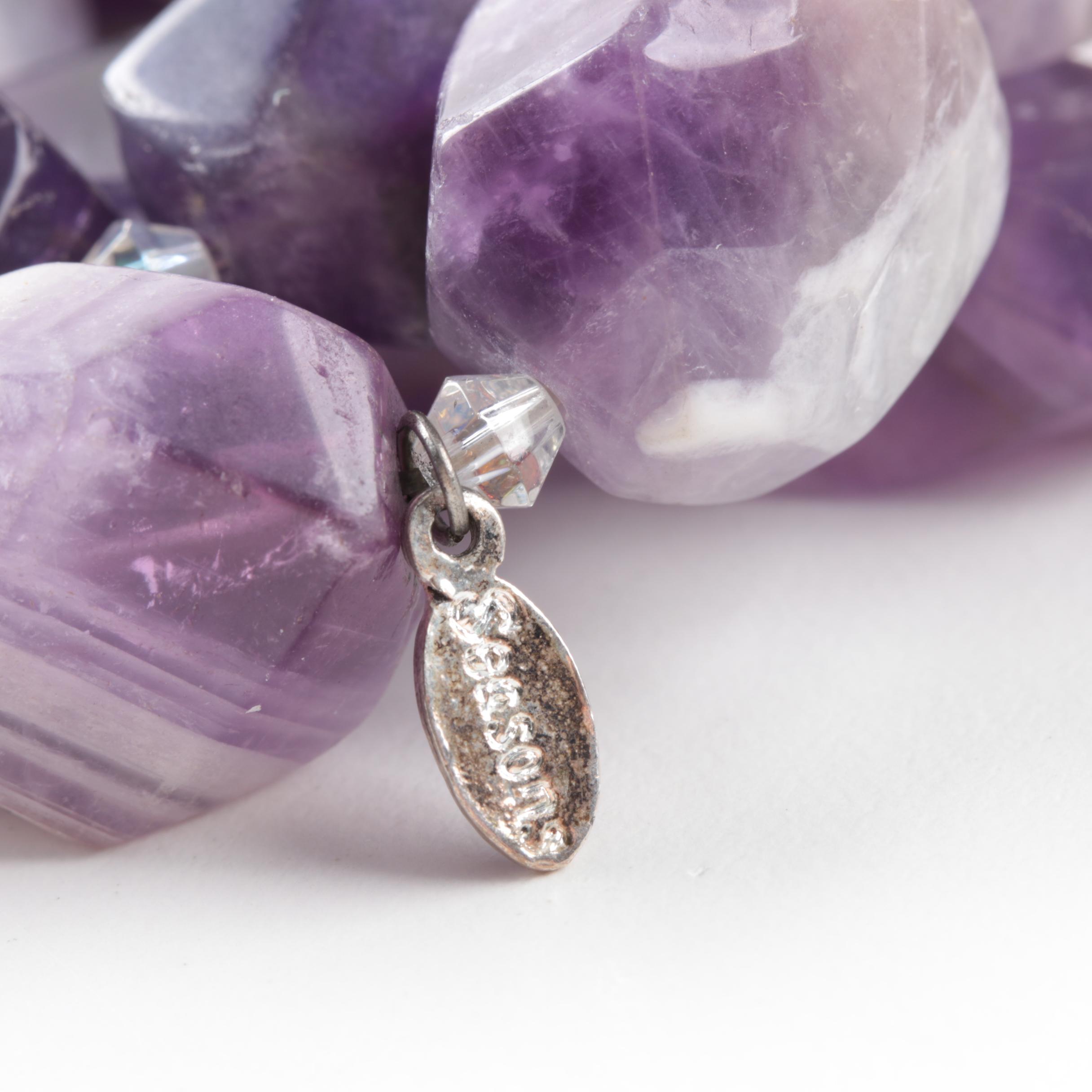 Selection of Amethyst and Glass Bracelets