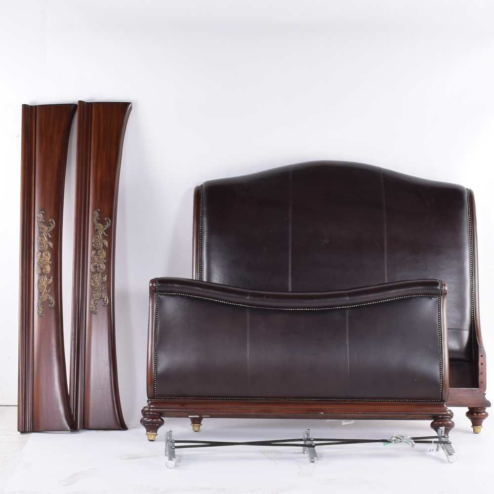 Faux Leather Queen Size Sleigh Bed by Thomasville