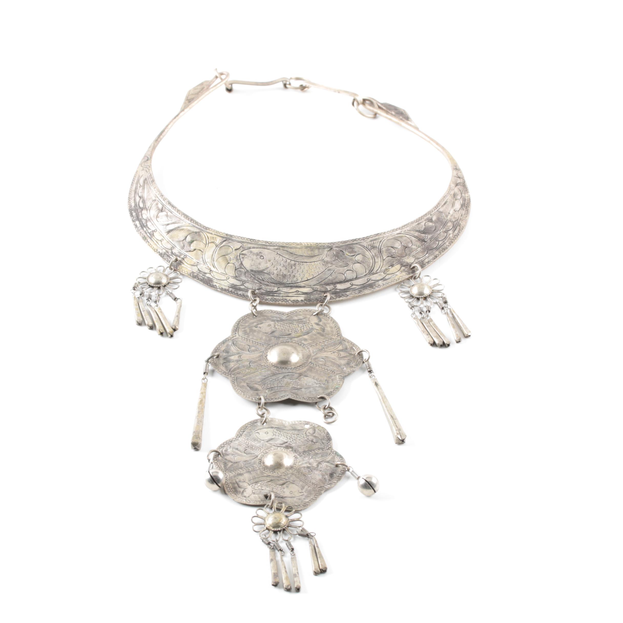 Silver Tone Statement Necklace