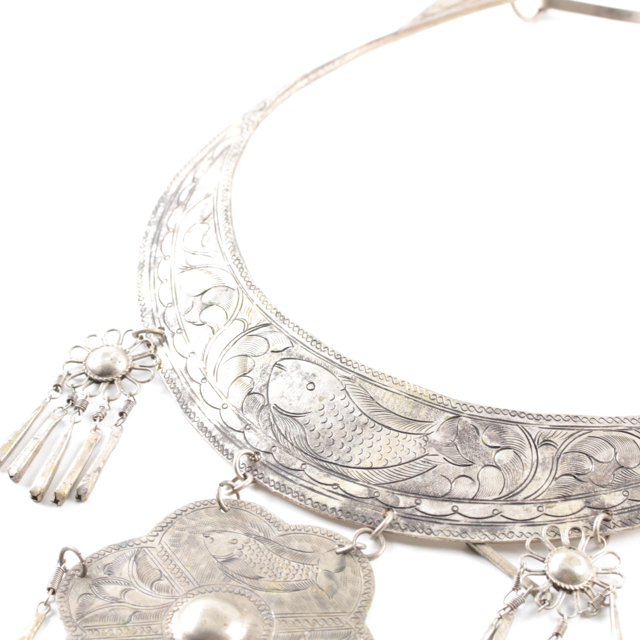 Silver Tone Statement Necklace