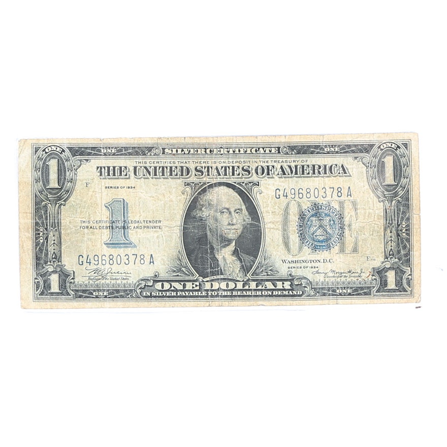 1934 "Funny Back" Silver Certificate Note
