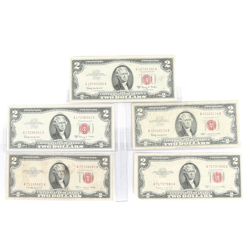 Vintage Red Seal $2 Federal Reserve Notes