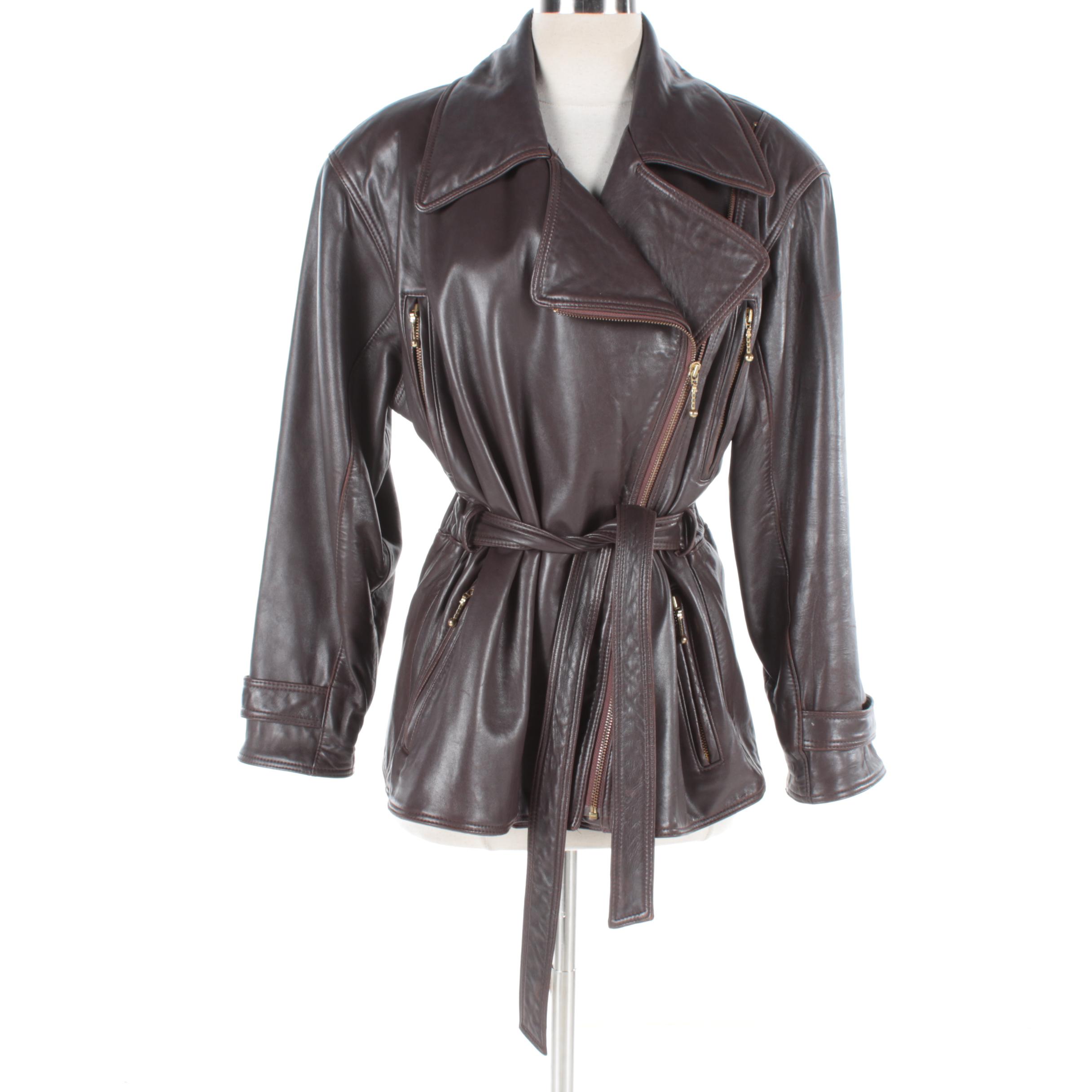 Women's Vintage Henri Bendel New York Brown Leather Jacket