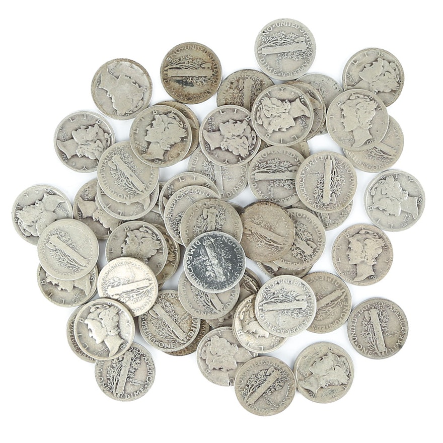 Fifty-Six Mercury Silver Dimes