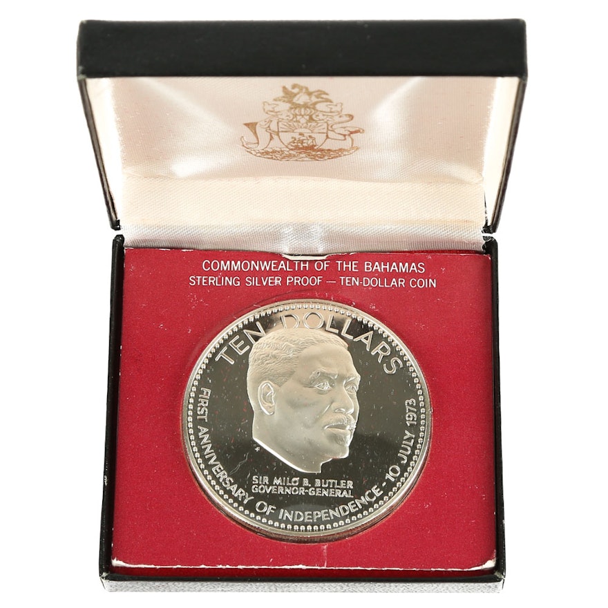 Silver 1974 Bahamas First Anniversary Commemorative Proof Coin