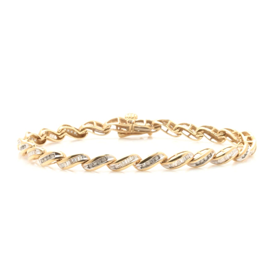 10K Yellow Gold 1.17 CTW Diamond Tennis Bracelet