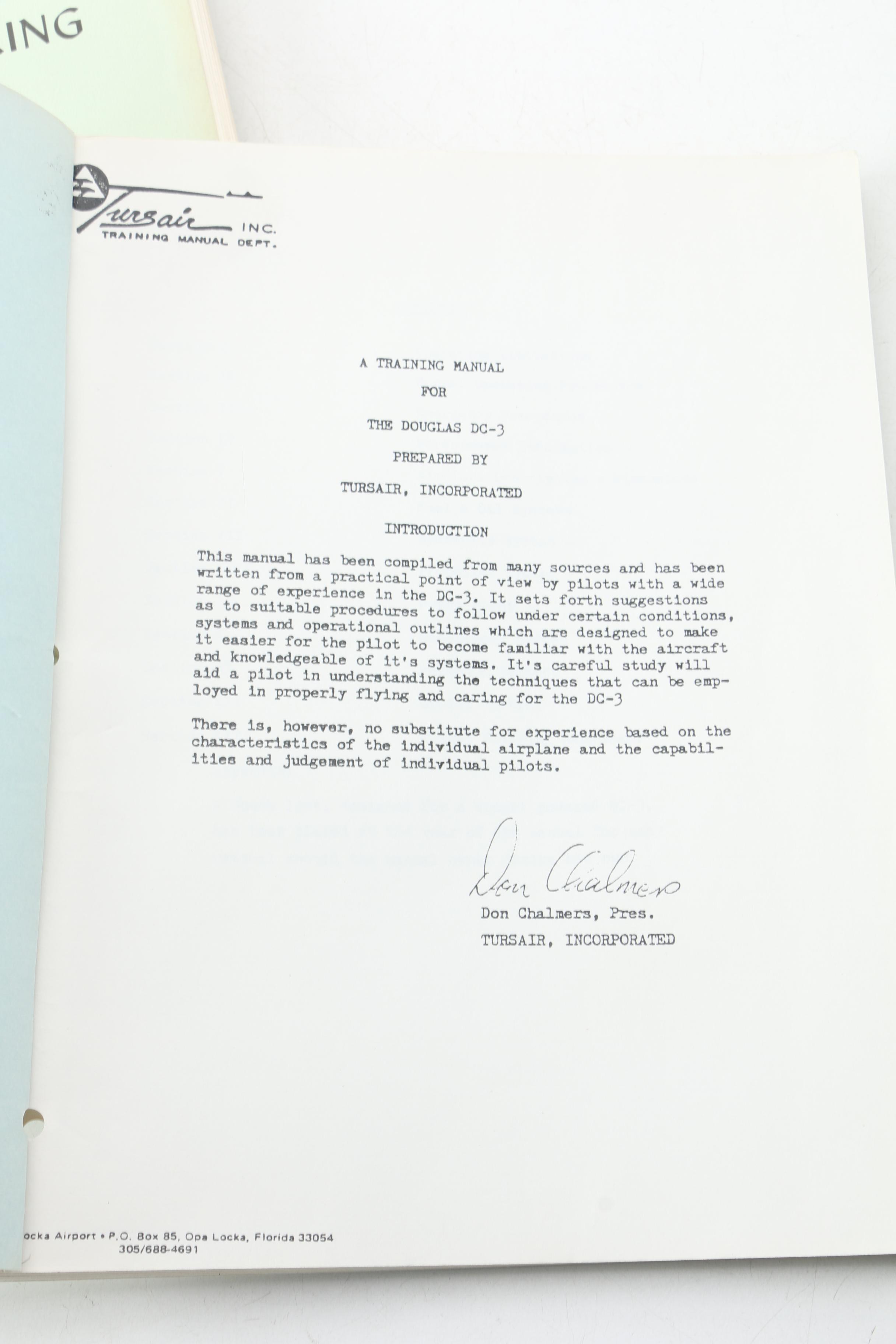 Vintage Aircraft Manuals, Including Douglas DC-3 Training Manual