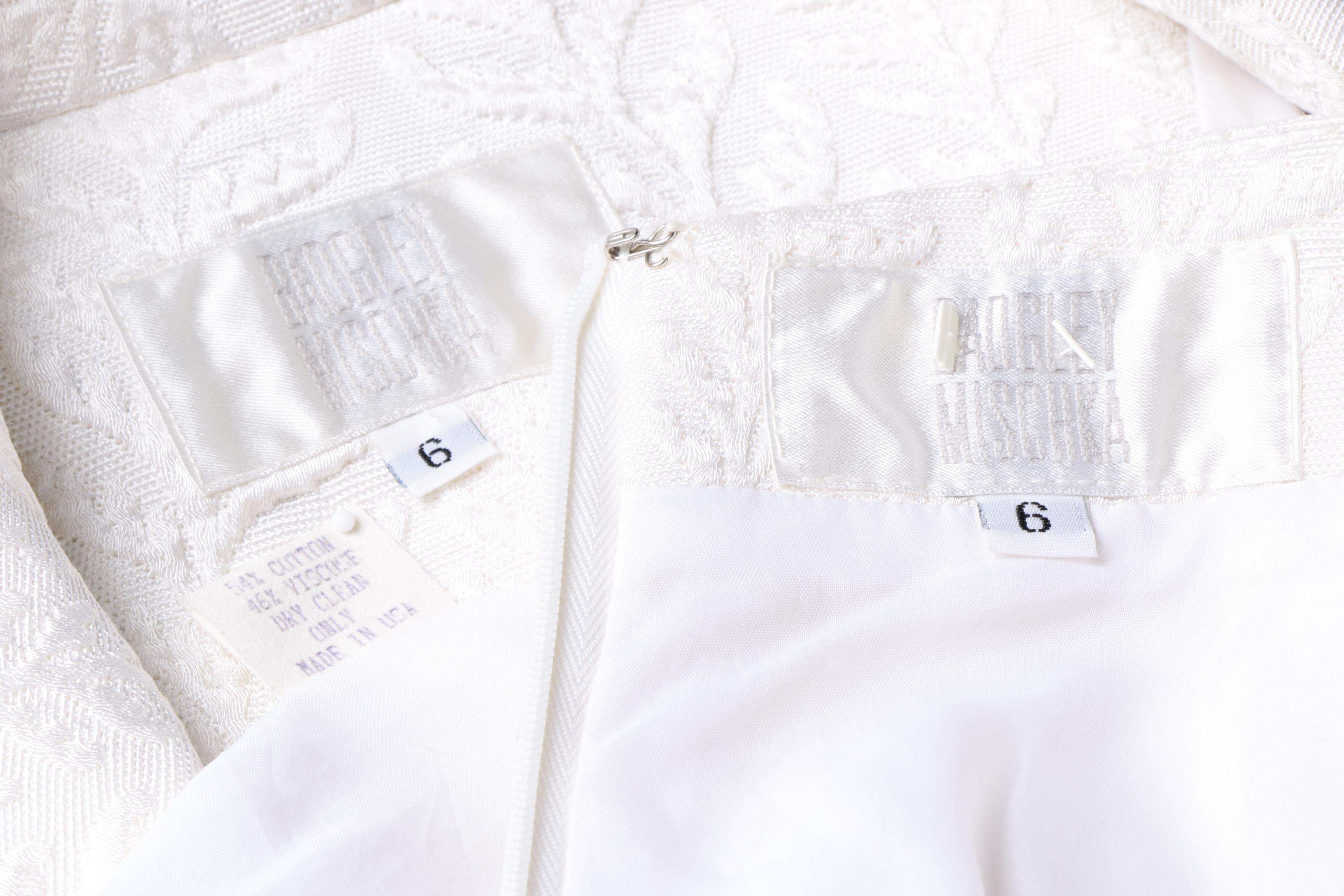 Badgley Mischka White Brocade Skirt Suit