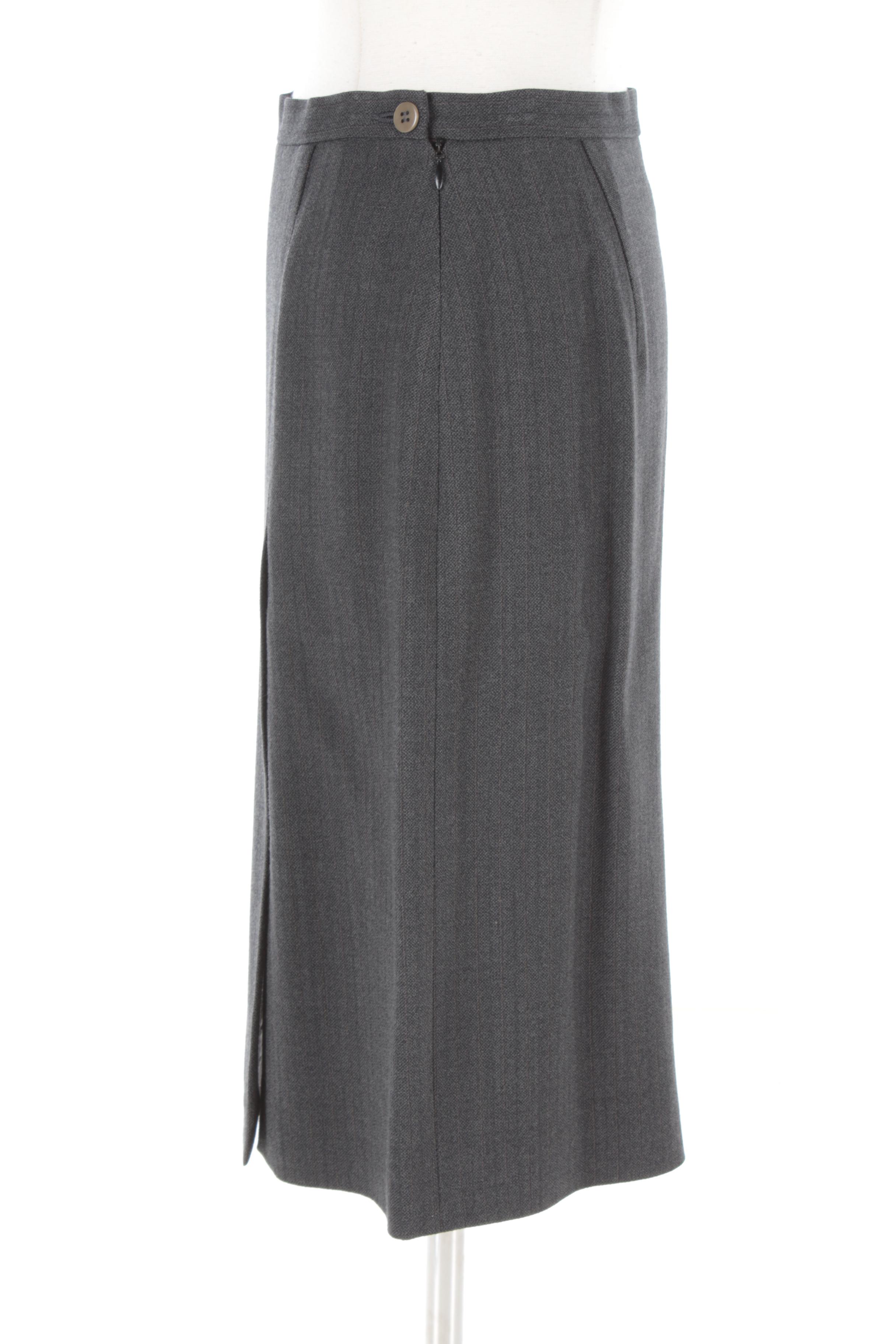 1990s Giorgio Armani Wool Blend Faux Wrap Skirt