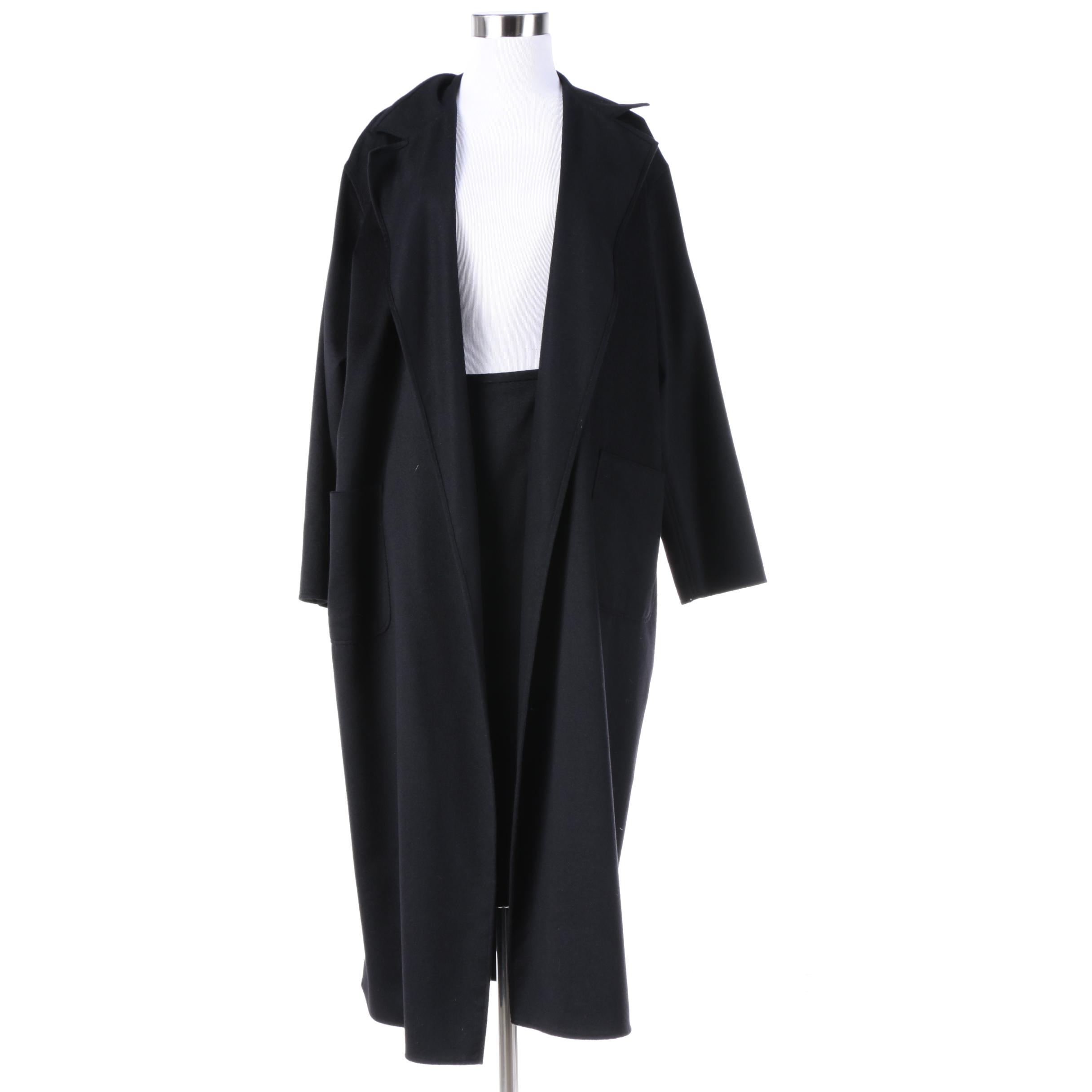 Rebecca Moses Black Cashmere Skirt and Jacket in a Wool and Angora Blend