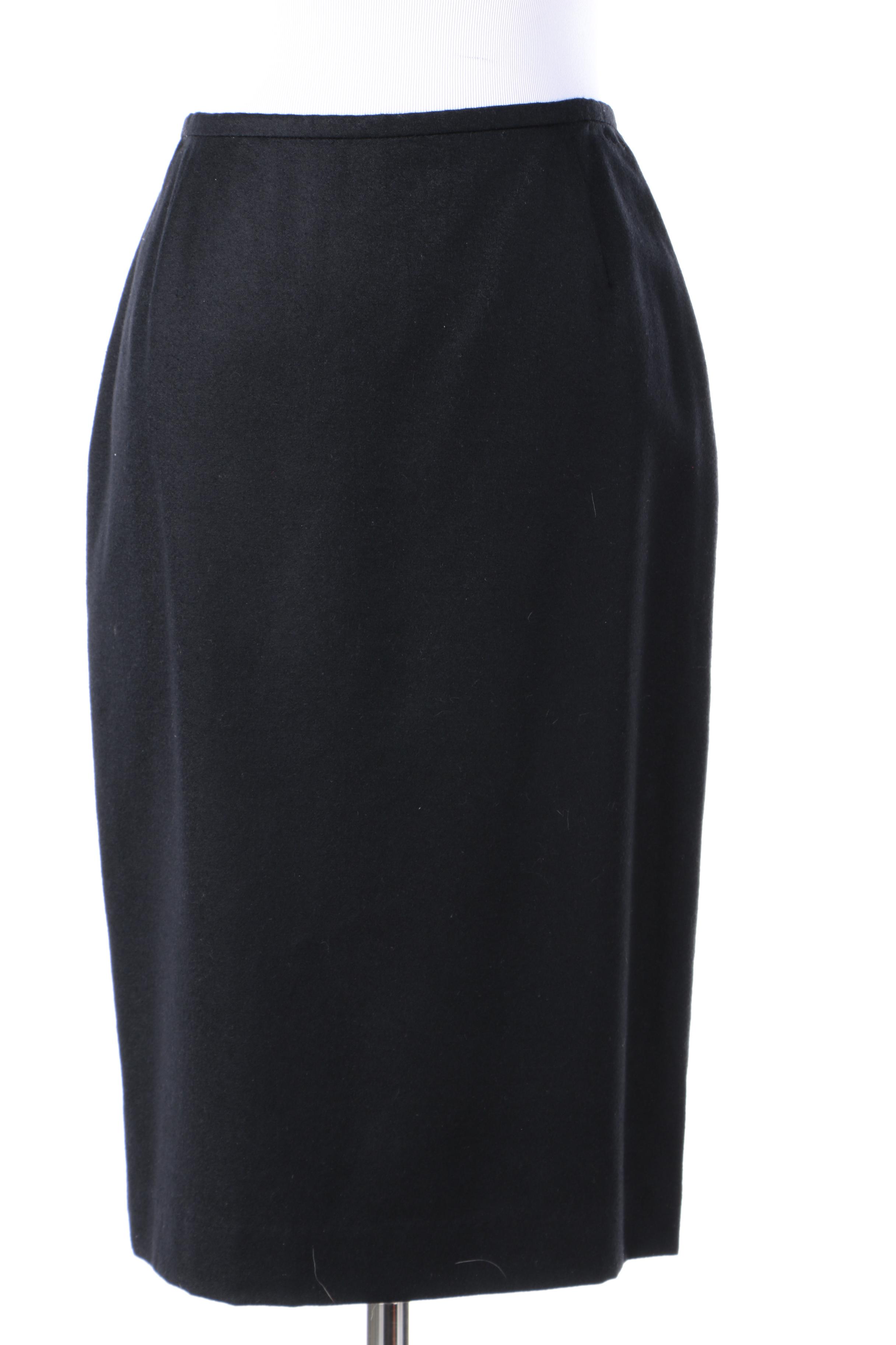 Rebecca Moses Black Cashmere Skirt and Jacket in a Wool and Angora Blend