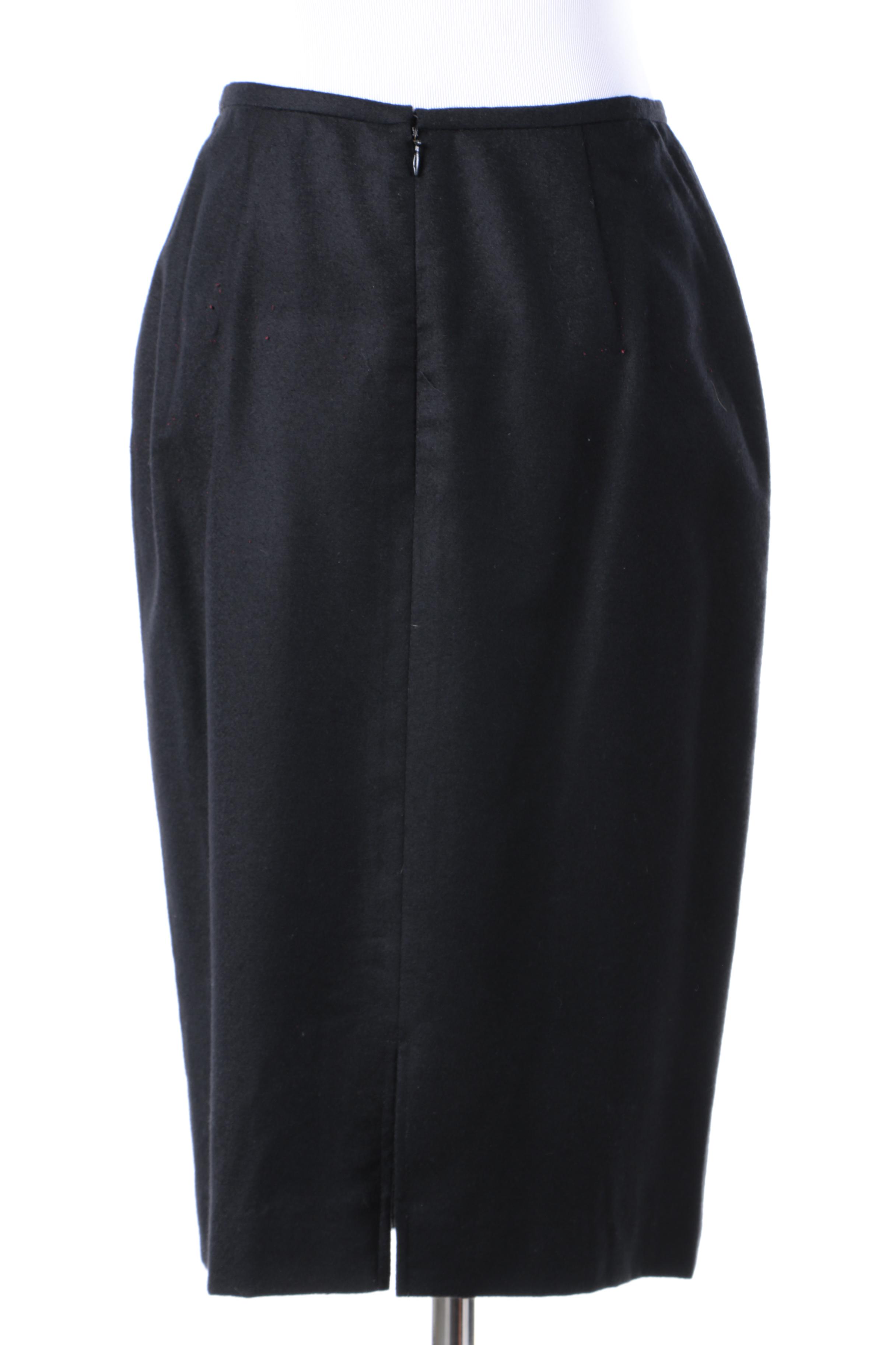 Rebecca Moses Black Cashmere Skirt and Jacket in a Wool and Angora Blend