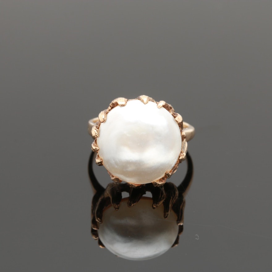 10K Yellow Gold Cultured Mabé Pearl Ring