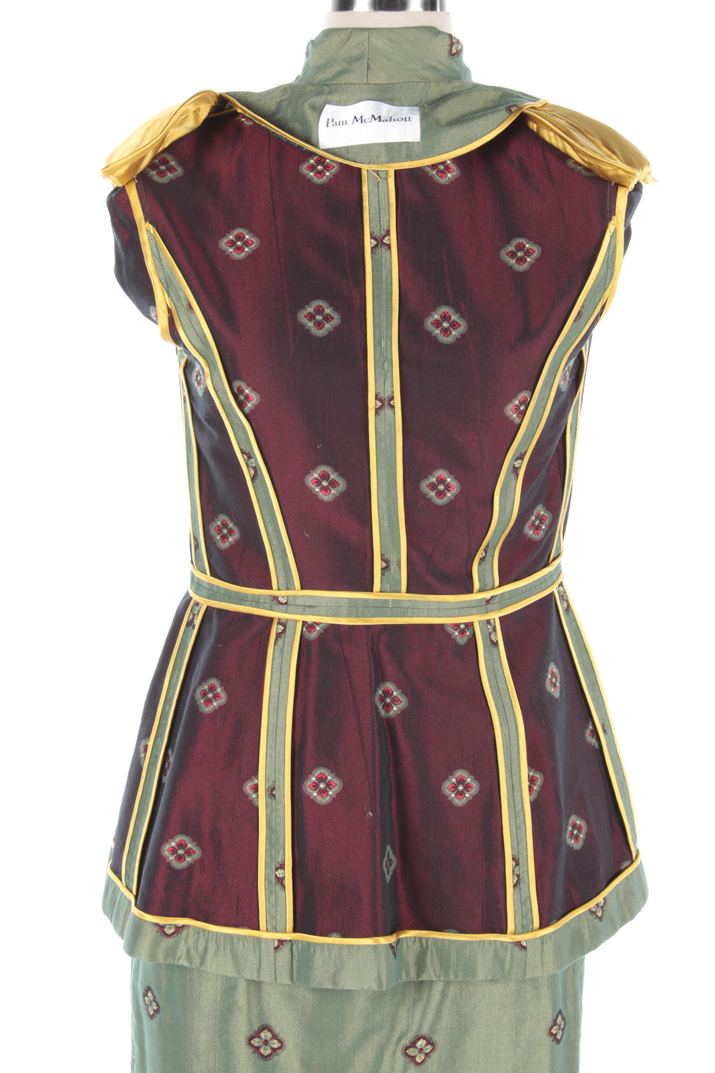 Pam McMahon Green Floral Skirt Suit