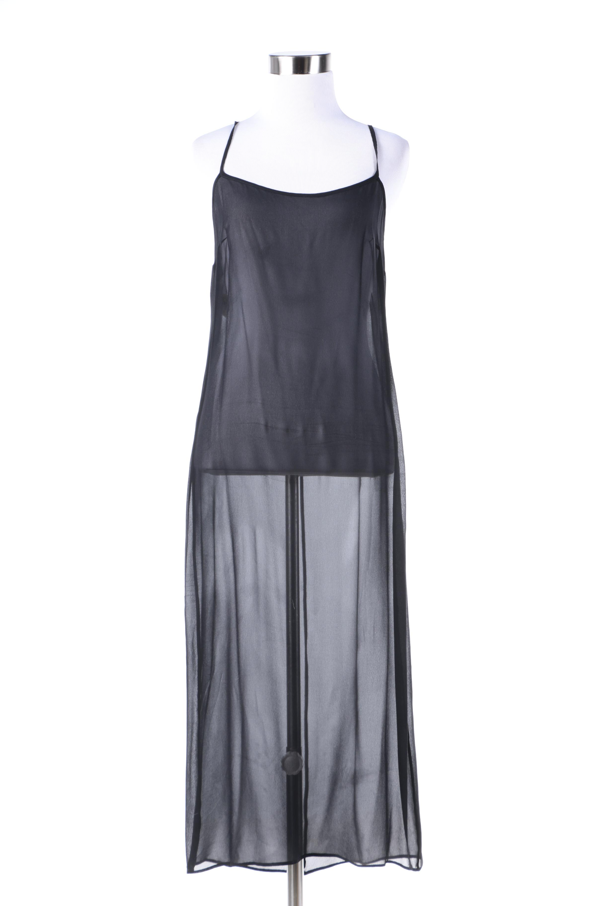 Alberta Ferretti Black and White Dress with Black Silk Slip