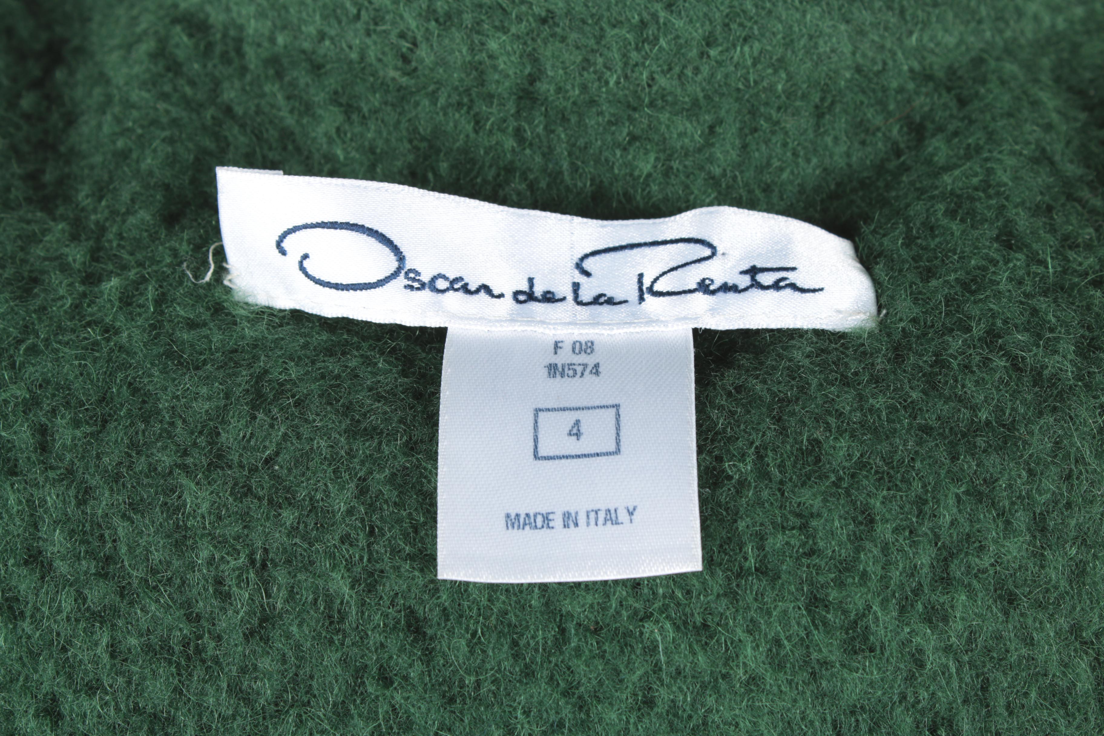 Oscar de la Renta Green Wool Coat