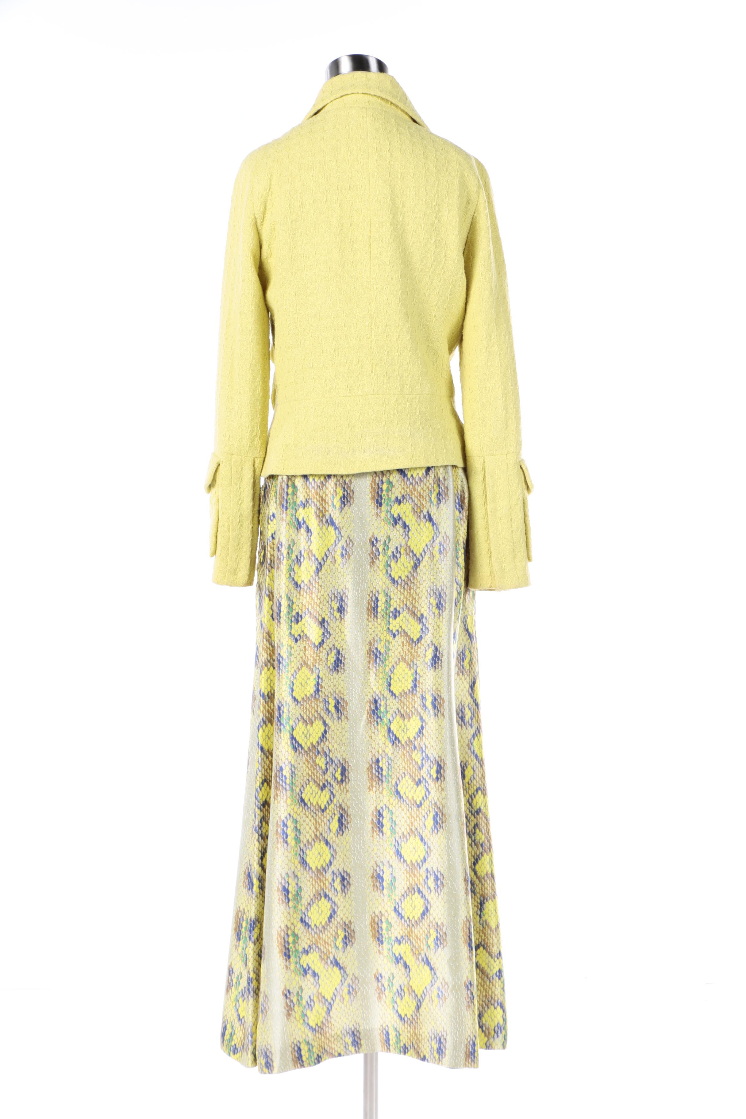 Tuleh Tweed Jacket and Snakeskin Print Maxi Skirt