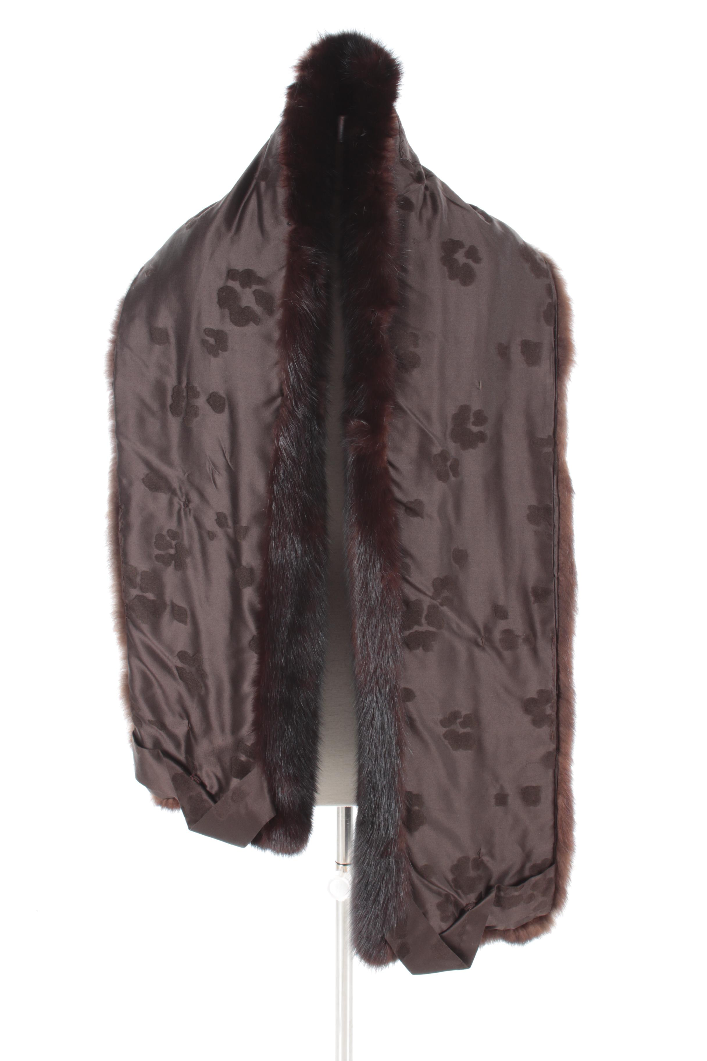 Vintage Dark Mahogany Mink Fur Wrap