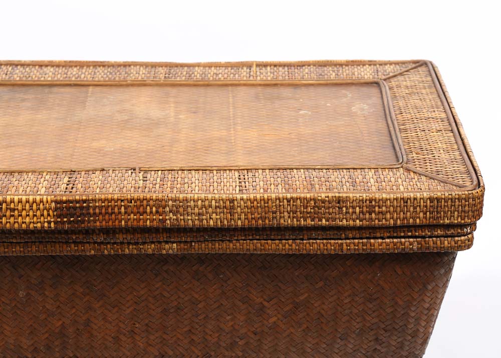 Large Rattan Covered Chest