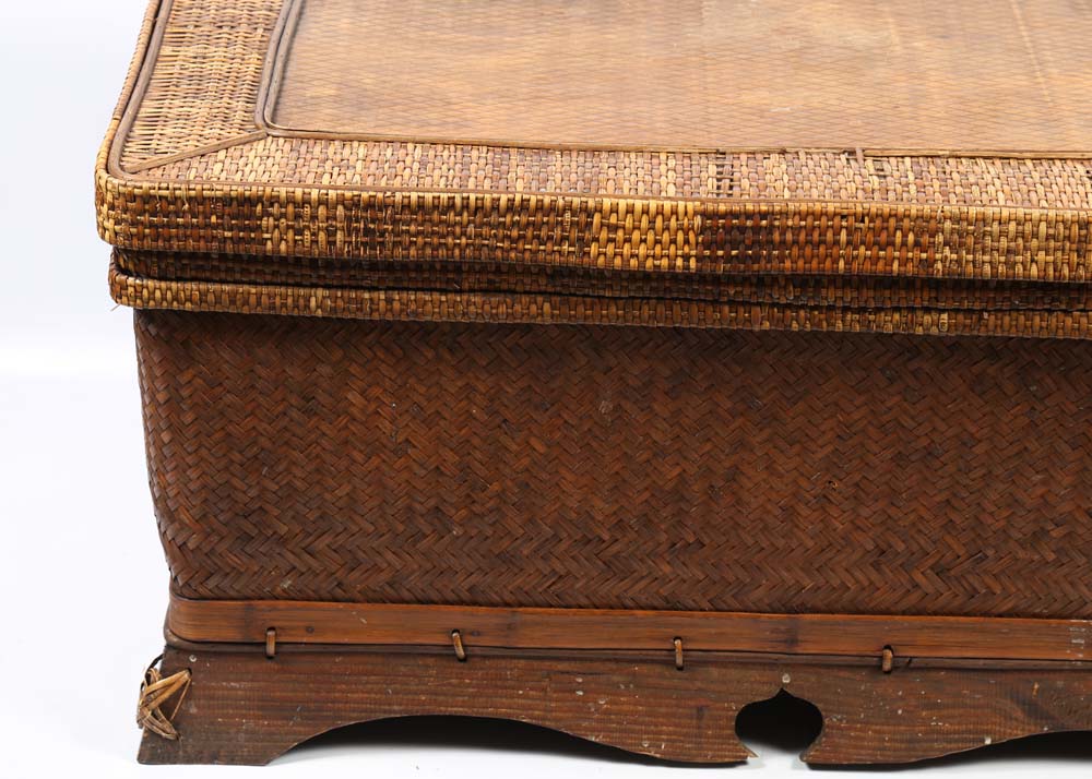 Large Rattan Covered Chest