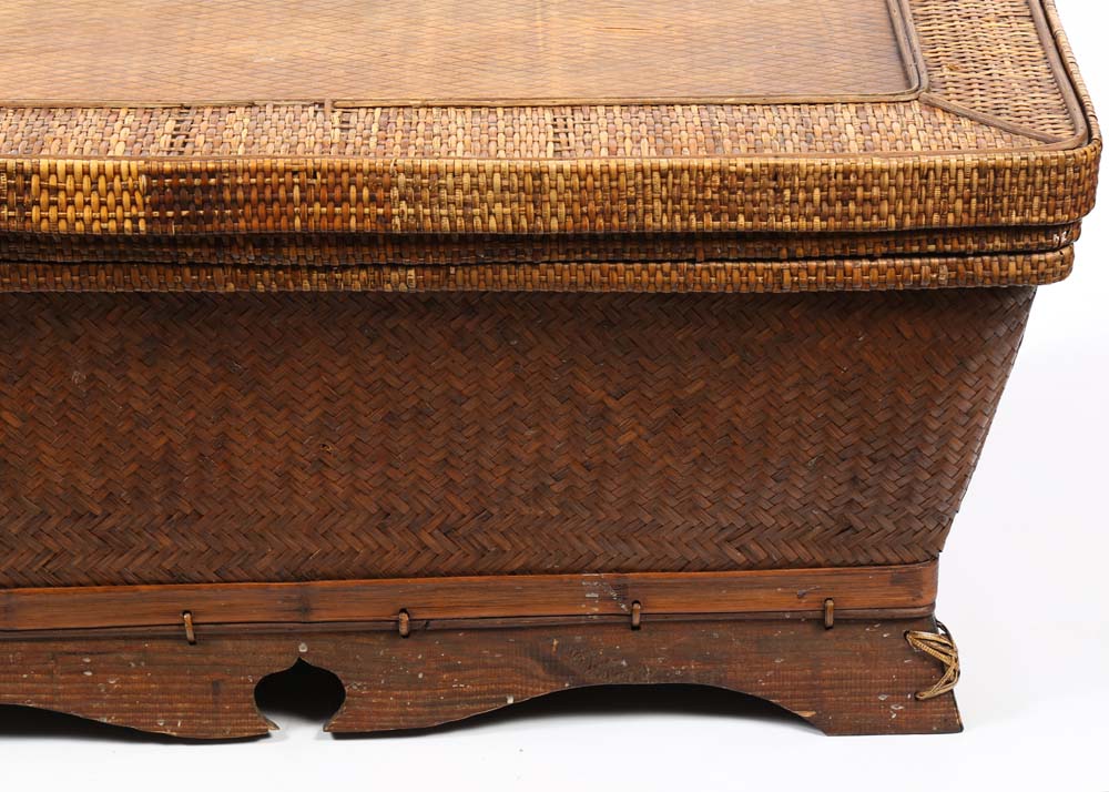 Large Rattan Covered Chest