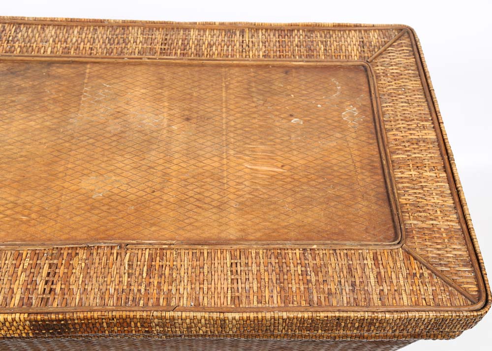 Large Rattan Covered Chest