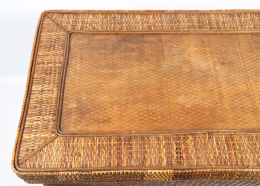 Large Rattan Covered Chest