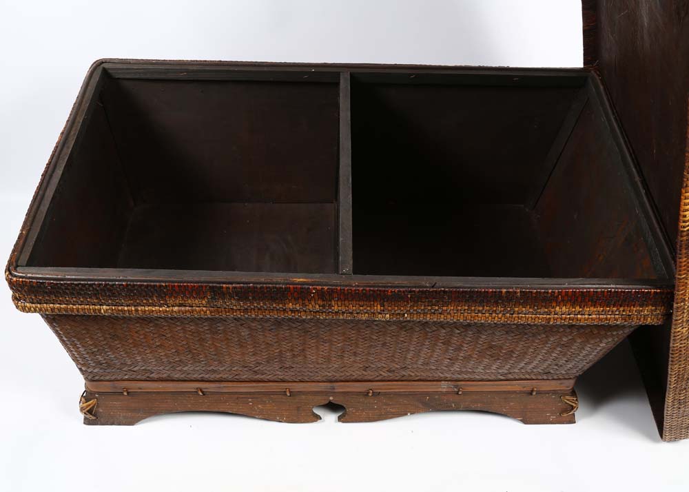 Large Rattan Covered Chest