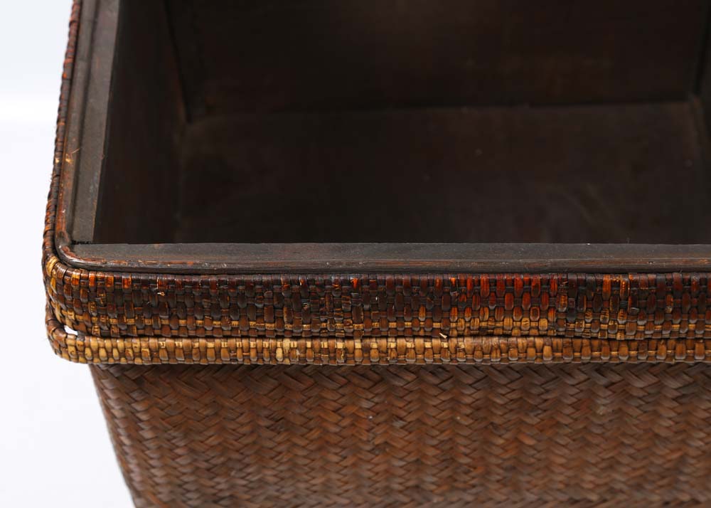 Large Rattan Covered Chest