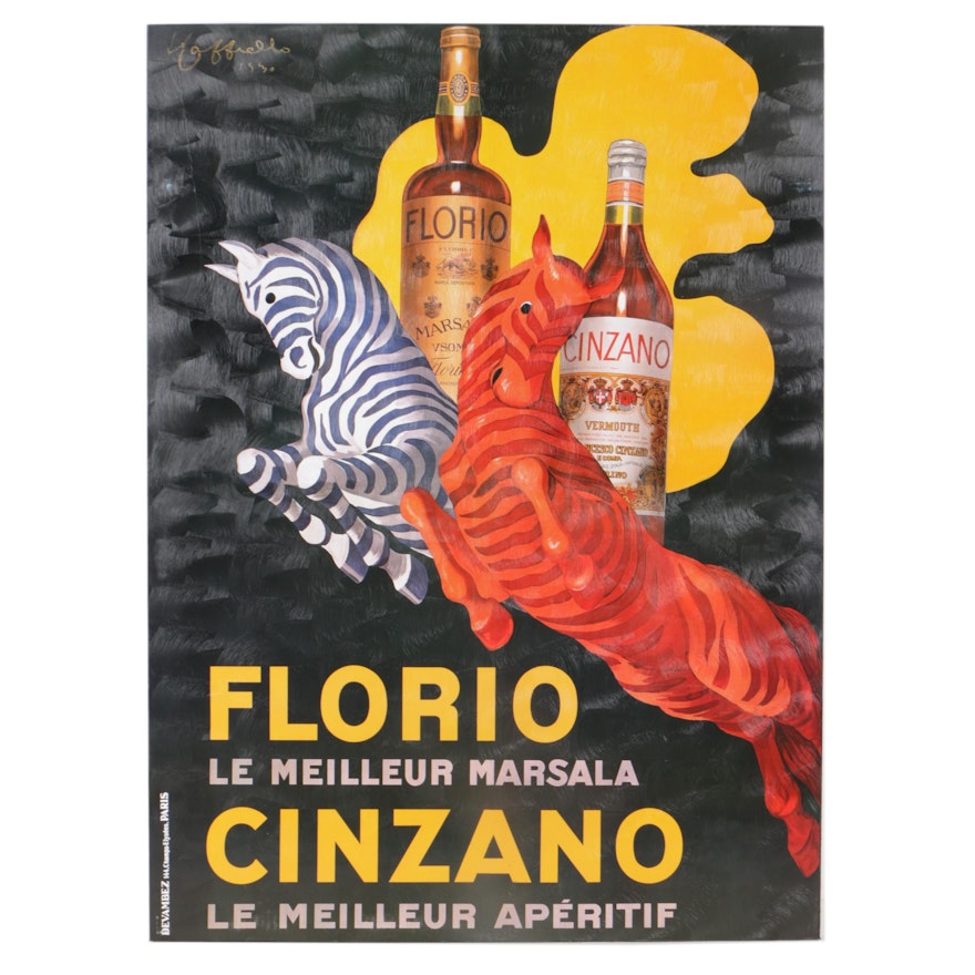 Offset Lithograph After Leonetto Cappiello 1930s Poster for Florio and Cinzano