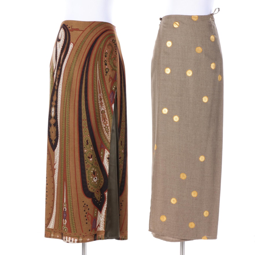 Etro and Dries Van Noten Wool and Silk Blend Skirts