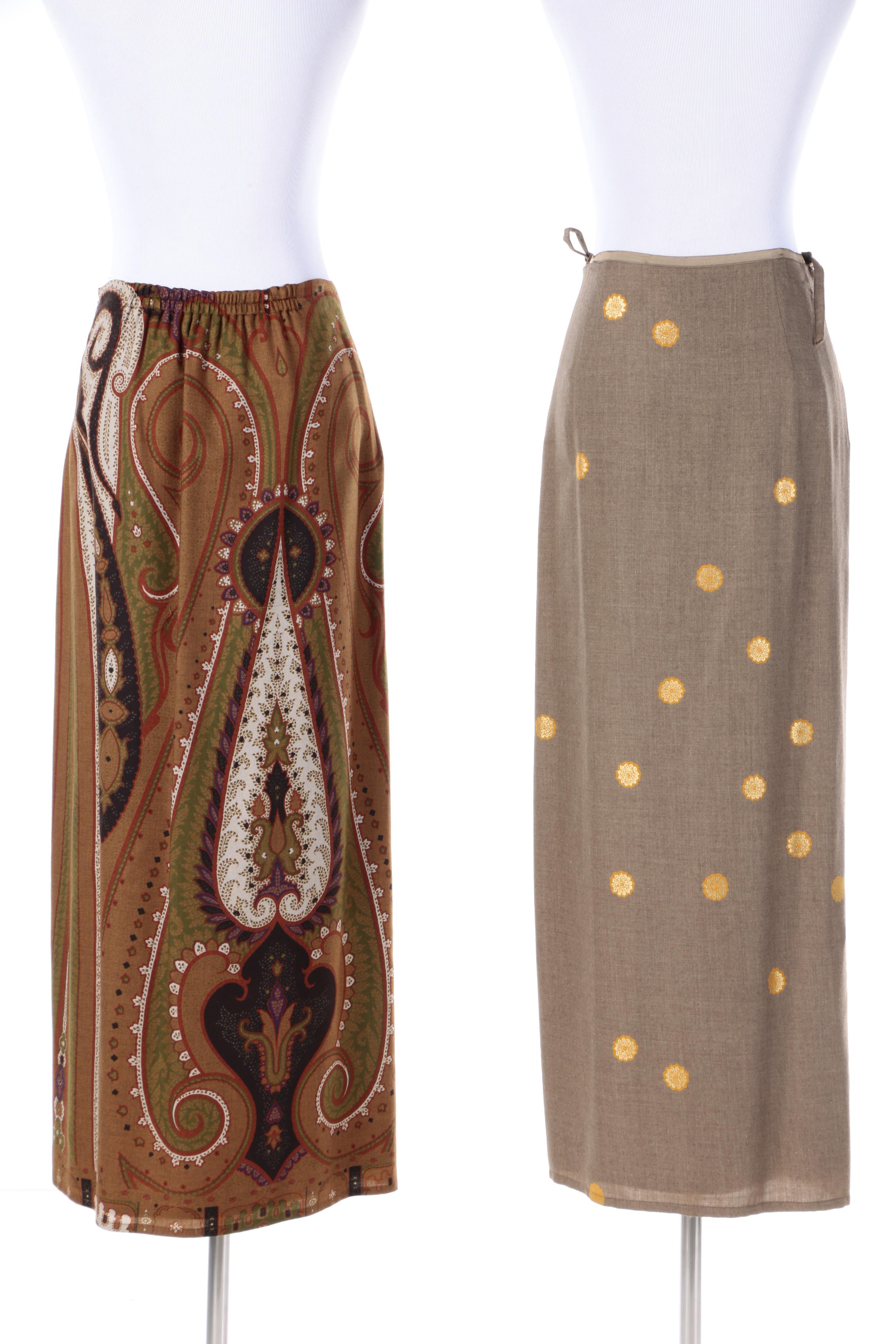 Etro and Dries Van Noten Wool and Silk Blend Skirts